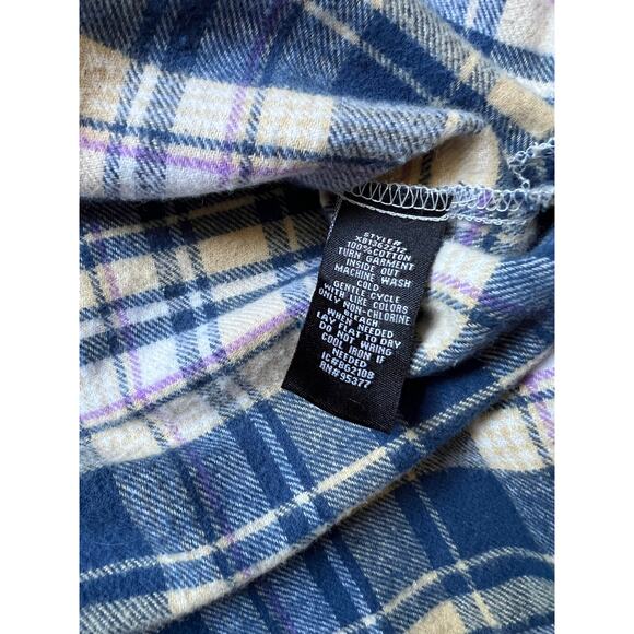 Sanctuary Womens Cozy Blue Plaid Flannel Boyfriend Button Up Shirt Plus Sz 1X - Picture 9 of 14